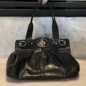 Black leather coach purse